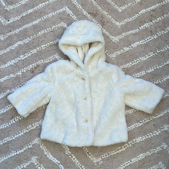 Janie and Jack Layette Faux Fur Coat